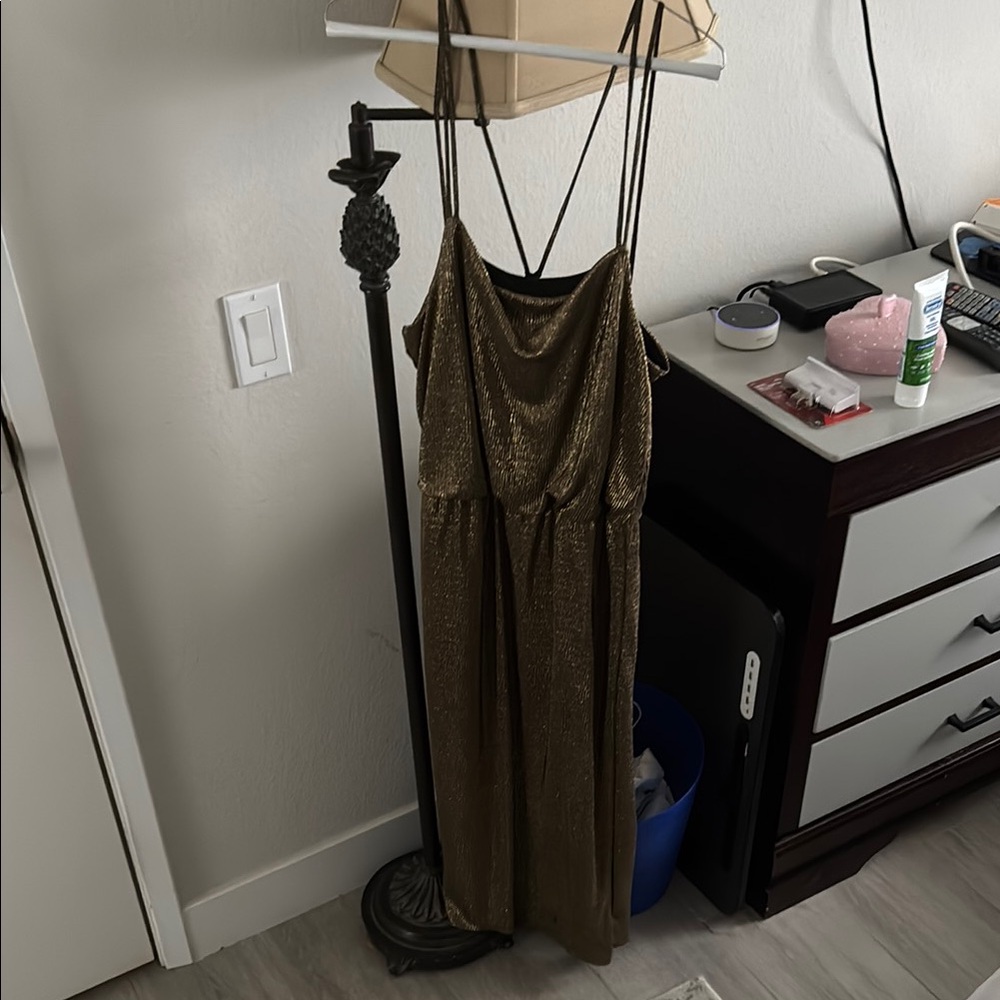Bobeau Elegant Gold Maxi Dress NWT